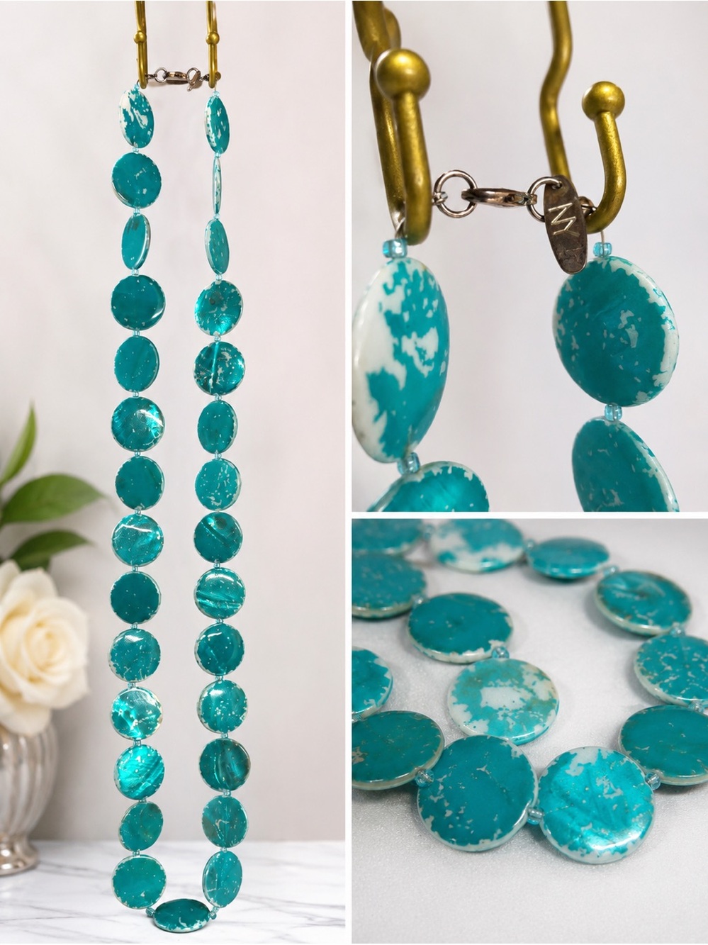 Turquoise Statement Necklace – Long Beaded Fashion Necklace